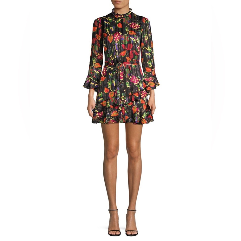 SALONI Silk floral mini DRESS